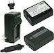 Wasabi Double Battery Charger NP-FW50 Set with 2 batteries Compatible with Sony