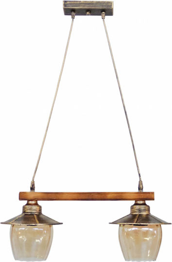 Heronia R-98CABLE RAGA 2/L BRONZE Κρεμαστό Φωτιστικό Μελί Ράγα με Ντουί E27 52x80εκ.