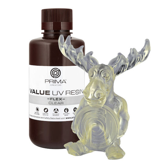 PrimaCreator Value UV / DLP Flex Harz für 3D-Drucker Clear 500ml (PV-RF-B405-0500-CL)