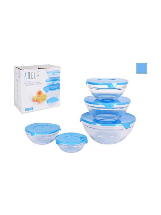 BigBuy Lunch Box Glass Blue 5pcs