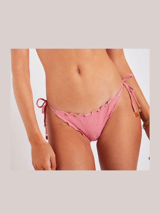 Jina Nirina Bikini Slip με Κορδονάκια Ροζ