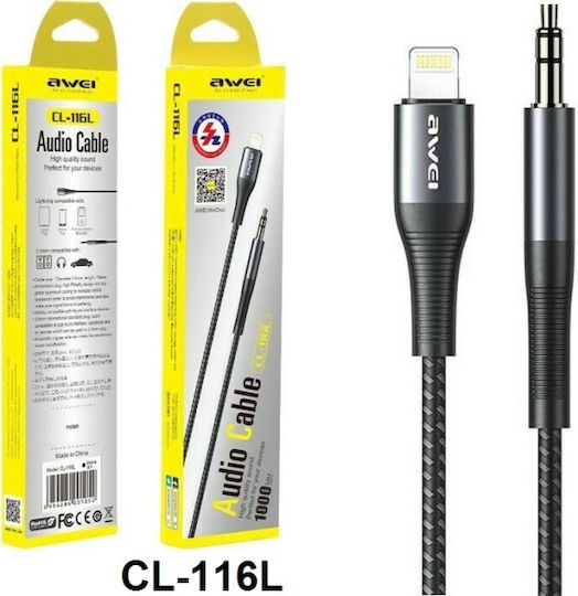Awei CL-116L Braided 3.5mm to Lightning Cable Black 1m (CL-116L)
