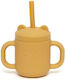 Petit Monkey Baby Cup with Handles and Straw made of Silicone Yellow 175ml