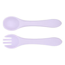 Baby Cloud Baby Set with Fork made of Silicone for 6+ months Purple 2pcs