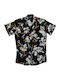 Short-sleeved Shirt Floral Black/Grey