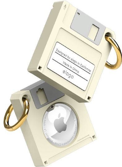 Elago Floppy Disk Disk Case Калъф за ключодържател Силикон за AirTag Classic White