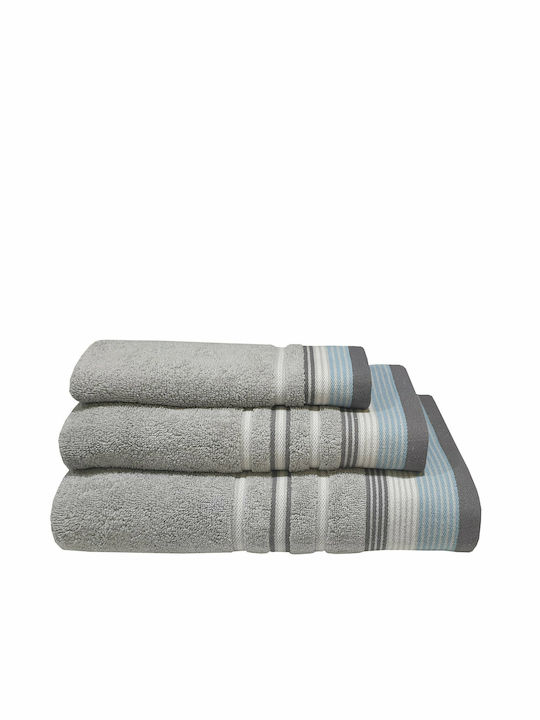 Le Blanc Bath Towel Satin Stripe 70x140cm Grey Weight 450gr/m²