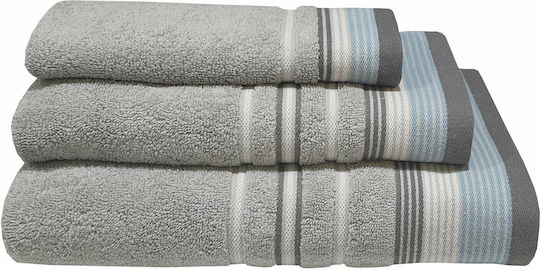 Le Blanc Badehandtuch Satin Stripe 70x140εκ. Grey Gewicht 450gr/m²