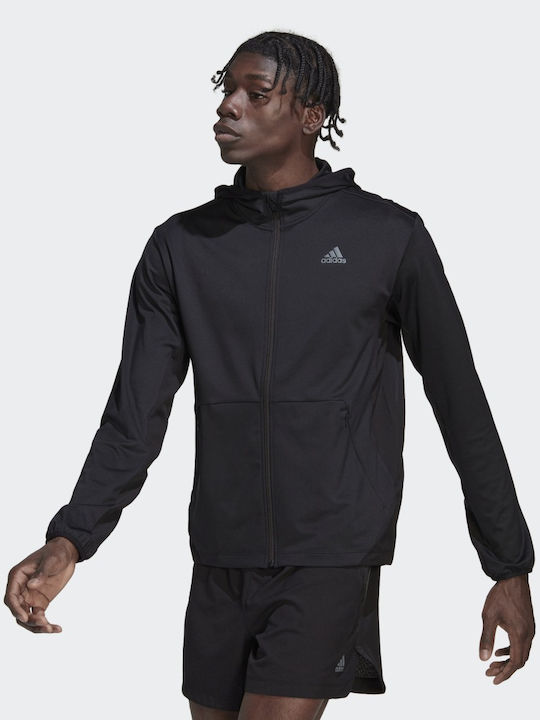 Adidas HIIT Training Ανδρική Ζακέτα Πλεκτή με Φερμουάρ και Κουκούλα Μαύρη