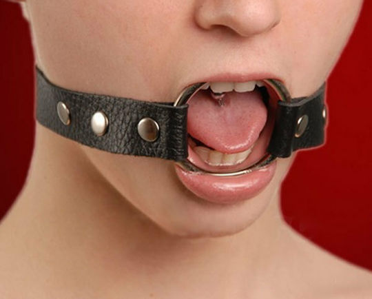 Kinksters Gag BDSM Soft Leather Gag with a 4cm Thong in Black Color