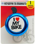 Bicycle bell 5.5cm I Love My Bike Blue design - OEM