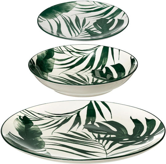 Secret de Gourmet Palme Green Σερβίτσιο Πιάτων από Πορσελάνη Πολύχρωμο 18τμχ