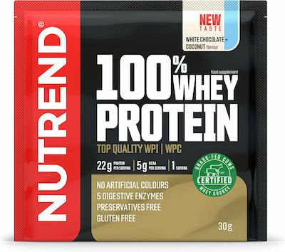 Nutrend 100% Whey Πρωτεΐνη Ορού Γάλακτος Χωρίς Γλουτένη με Γεύση Coconut White Chocolate 30gr