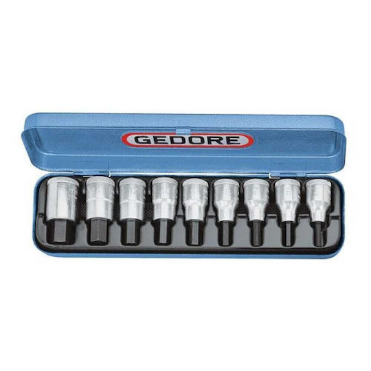 Gedore Καρυδάκια με Μύτες Allen και Καρέ Υποδοχής 1/2'' Σετ 9τμχ