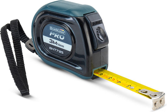Bormann Pro BHT7125 Tape Measure with Auto-Rewind and Magnet 16mm x 3m