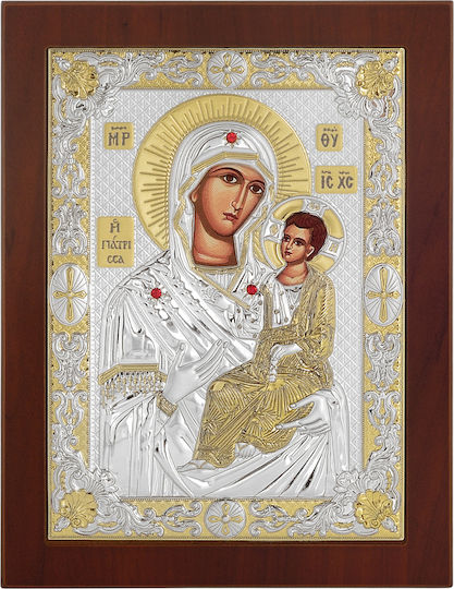 Prince Silvero Свещена Изображение Богородица С Младенеца Сребърна 17.5x21см
