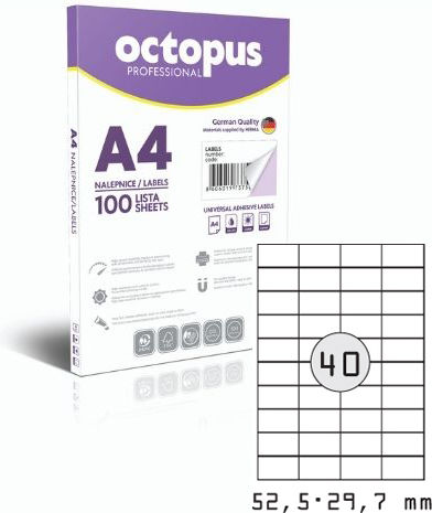 Octopus White 4000 Self-Adhesive Rectangular A4 Labels 52.5x29.7mm