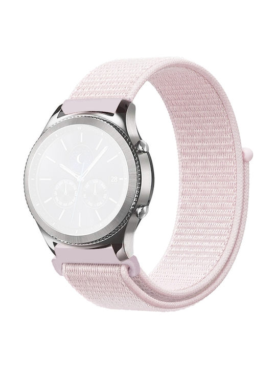 Nylon Velcro Strap Fabric Pearl Pink (Galaxy Watch 3 45mmHuawei Watch GT/GT Pro 2/3/4/5 / Ultimate 46mmAmazfit GTR 47mm)