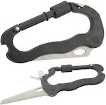 Carabiner Taschenmesser Schwarz mit Klinge aus Rostfreier Stahl