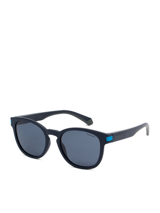 Polaroid Men's Sunglasses with Navy Blue Horn-Rimmed Frame and Blue Lens PLD2129/S FLL/C3