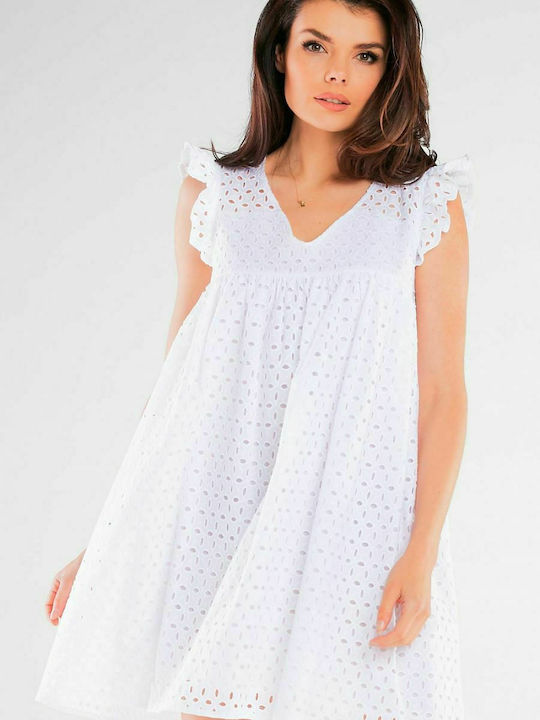Awama Sommer Mini Kleid Weiß
