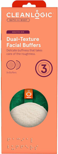 Cleanlogic Cleanlogic Bath And Body Dual-texture Facial Buffers Șervețele Îndepărtare Machiaj Față 3buc