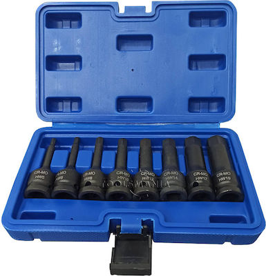 Long Socket Pneumatic with Motor Allen and Socket 1/2'' Set 8pcs