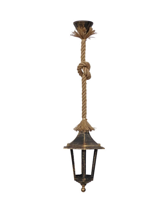 Heronia LP-400K Pendant Light Single-Light with Rope for Socket E27 Bronze