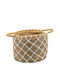 JK Home Decoration Σετ Διακοσμητικά Καλάθια Ψάθινα με Χερούλια Καφέ 3τμχ