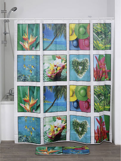 Eurocasa Duschvorhang Stoff 180x180cm Mehrfarbig