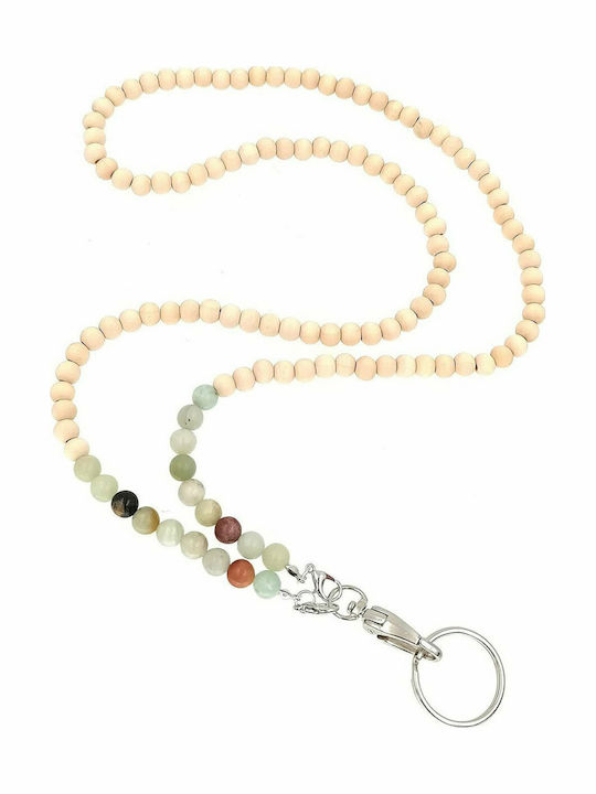 Hurtel Handmade Шнур за врата String Beads Текстил Бежов