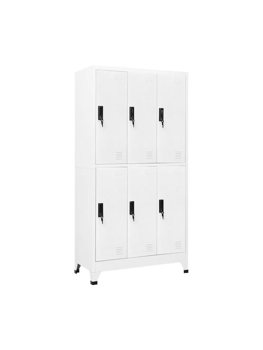 Dulap Metalic cu 6 Dulapuri White 90x45x180cm