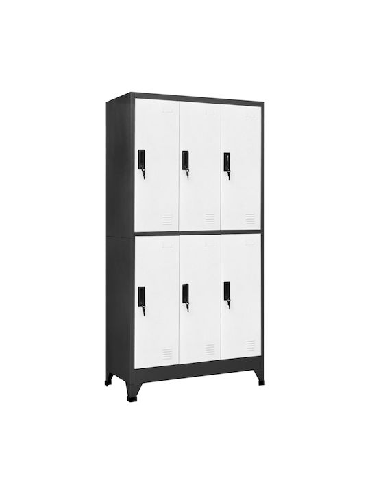 Dulap Metalic Cu Posibilitate De Blocare Cu 6 Dulapuri Antracit / Alb 90x45x180 Cm