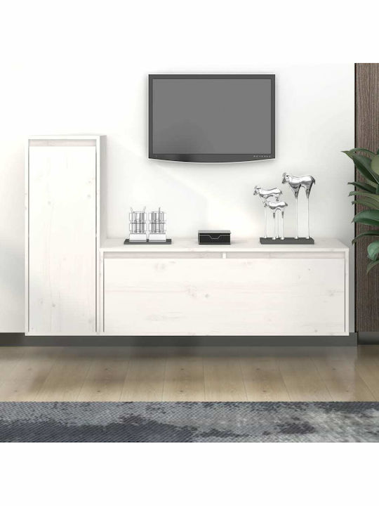 Wooden Living Room TV Unit White L130xW30xH80cm