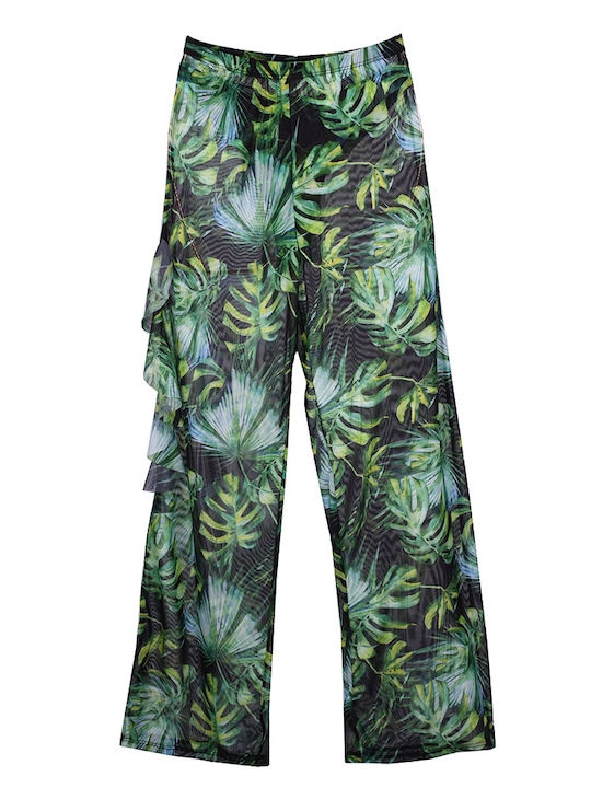 Beach Pants Transparent floral beach pants Green