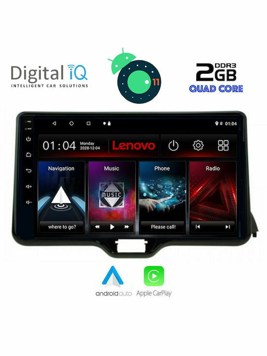 Lenovo Car-Audiosystem für Toyota Yaris Audi A7 2020+ (Bluetooth/USB/AUX/WiFi/GPS/Apple-Carplay) mit Touchscreen 10.1"
