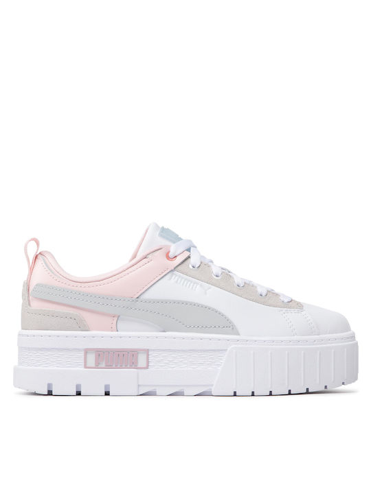 Puma Mayze Raw Γυναικεία Flatforms Sneakers Λευκά