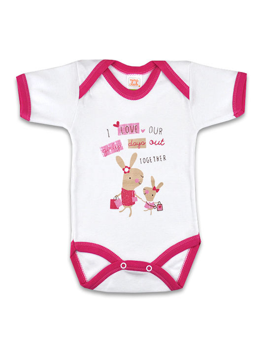 Nina Club Rabbits Baby Bodysuit Underwear Set Short-Sleeved Fuchsia