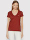 Levi's Damen T-Shirt mit V-Ausschnitt Rot