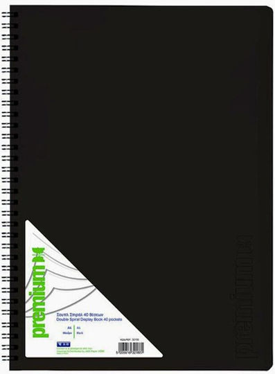 A&G Paper Clipboard Flexible with 40 plastic sleeves Slides for Paper A4 Black 1pcs