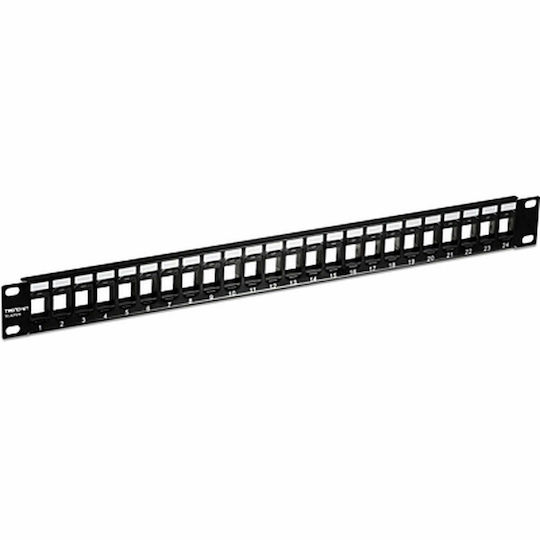 Trendnet Patch Panel Keystone για Rack 1U 19" 24 Θυρών Μαύρο