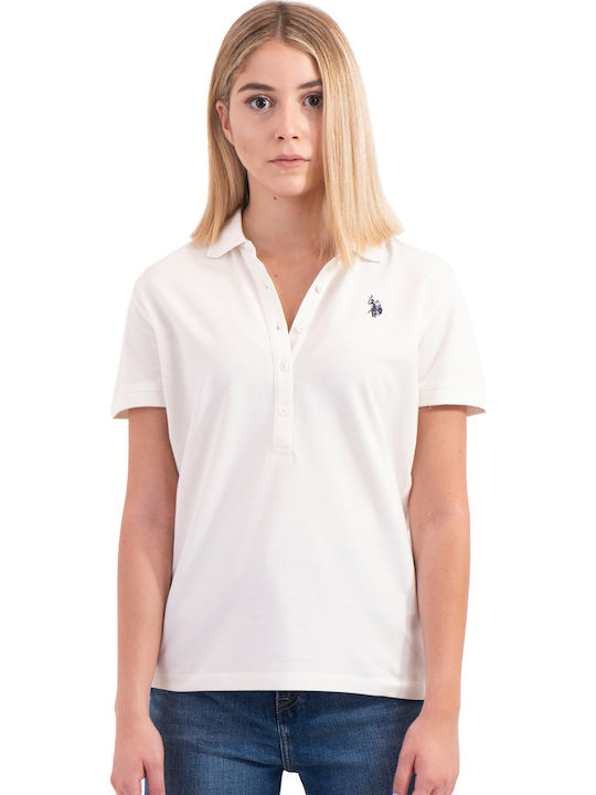 Mya Women's Polo Blouse Short Sleeve White