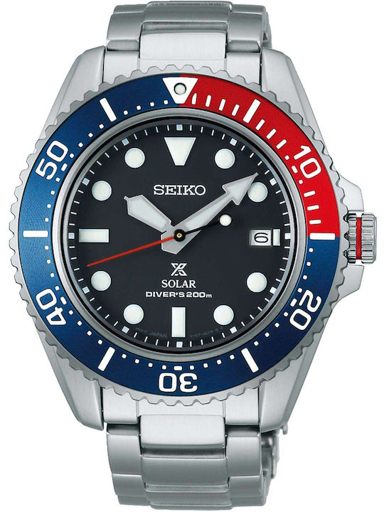 Seiko Prospex Compact Men's Watch 42.8mm Solar with Silver Metal Bracelet