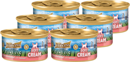 Princess Premium Classic Soft Cream Υγρή Τροφή για Γάτες σε Κονσέρβα με Σολομό και Τόνο 60gr