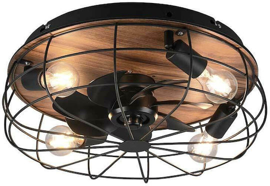 Trio Lighting Trondheim Πλαφονιέρα 48cm με Φως Μαύρη