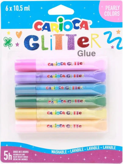 Carioca Neon Pearly Multicolour Glitter Glue 10.5ml Set 6pcs