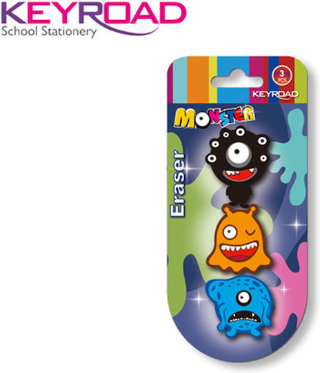 Keyroad Radiergummi-Set für Bleistifte Monsters 3Stück