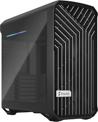 Fractal Design Torrent Compact Black TG Dark Tint Гейминг Midi Tower Компютърна кутия със странично прозорче Черно