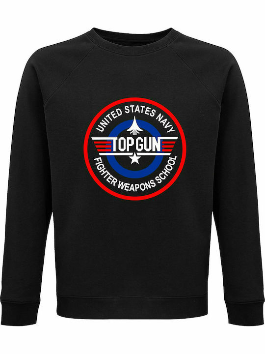 Sweatshirt Unisex, Organisch " Top Gun, Us Navy Fighters Weapons School ", Schwarz