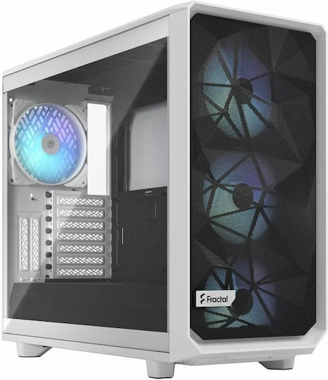 Fractal Design Meshify 2 Gaming Midi Tower Κουτί Υπολογιστή με Πλαϊνό Παράθυρο και RGB Φωτισμό White TG Clear Tint